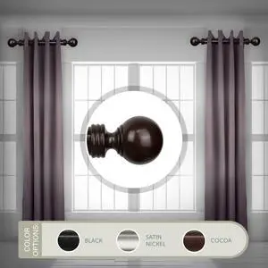 Archie 1.5" dia. Side Curtain Rod 12-20 inch long (Set of 2) - Cocoa