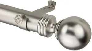 Archie Curtain Rod 1.5 inch OD, 28" - 48" long -  Satin Nickel