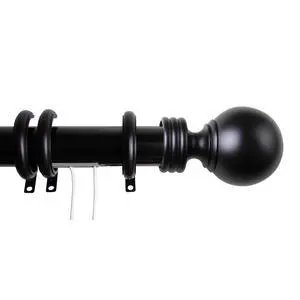 Archie Decorative Traverse Rod w/ Rings 84"-156" - Black