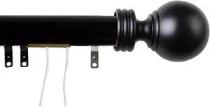 Archie Decorative Traverse Rod w/ Sliders 30"- 48" - Black