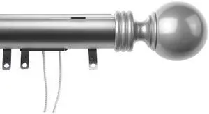 Archie Decorative Traverse Rod w/ Sliders 66"- 120" - Satin Nickel