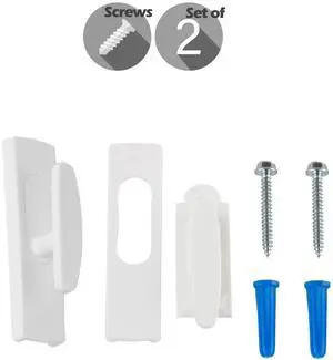 Wall Hooks with Screws (Set of 2) - White