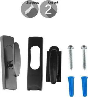 Wall Hooks with Screws (Set of 2) - Black