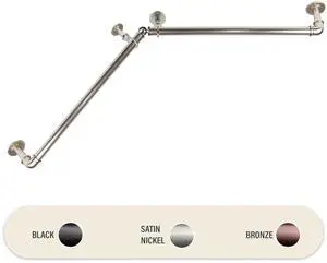 1 inch Blackout Corner Curtain Rod 28-48 inch - Satin Nickel