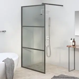 vidaXL Walk-in Shower Wall 39.4"x76.8" Dark ESG Glass Black vidaXL Walk-in Shower Wall 39.4"x76.8" Dark ESG Glass Black