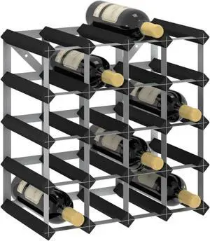 vidaXL Wine Rack for 20 Bottles Black Solid Pine Wood