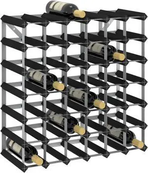 vidaXL Wine Rack for 42 Bottles Black Solid Pine Wood
