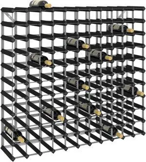 vidaXL Wine Rack for 120 Bottles Black Solid Pine Wood