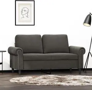 vidaXL 2-Seater Sofa Dark Gray 47.2" Velvet