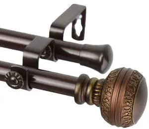 Dolly Double Curtain Rod 3/4 inch dia. 120-170" - Cocoa