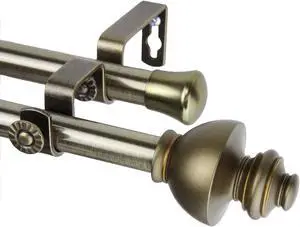 Scion Double Curtain Rod 3/4 inch dia. 48-84" - Antique Gold