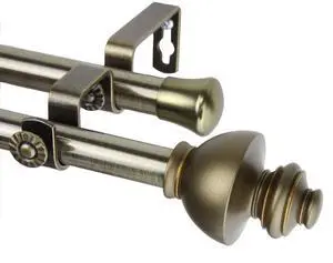 Scion Double Curtain Rod 3/4 inch dia. 66-120" - Antique Gold