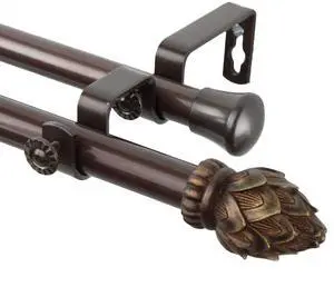 Tilia Double Curtain Rod 3/4 inch dia. 48-84" - Cocoa
