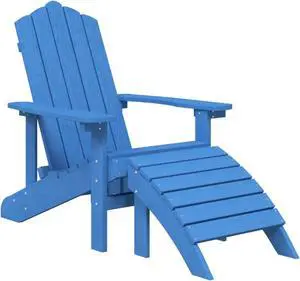 vidaXL Patio Adirondack Chair with Footstool HDPE Aqua Blue