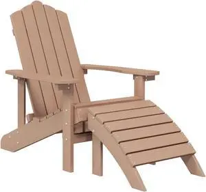 vidaXL Patio Adirondack Chair with Footstool HDPE Brown