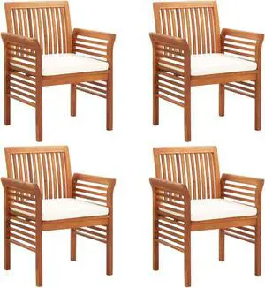 vidaXL Patio Dining Chairs with Cushions 4 pcs Solid Wood Acacia