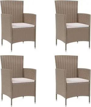vidaXL Patio Chairs with Cushions 4 pcs Poly Rattan Beige