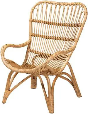 Baxton Studio Earvin Modern Bohemian Natural Brown Rattan Armchair