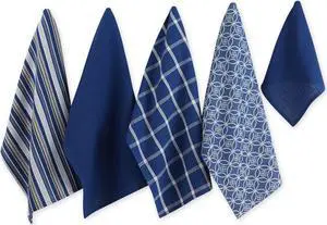 DISHTOWEL & DISHCLOTH SET OF 5 NAUTICAL BLUE