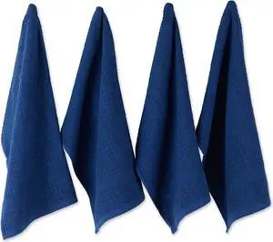 DII Dishtowel Set, Waffle Terry Collection, 15x26-inches, Nautical Blue