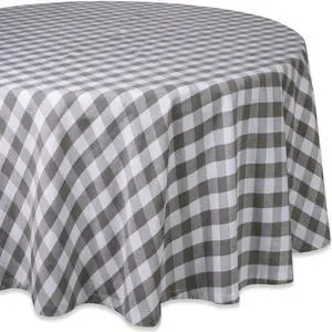 DII Gray/White Checkers Tablecloth 70 Round