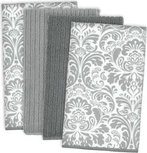 DII Gray Damask Microfiber Dishtowel (Set of 4)