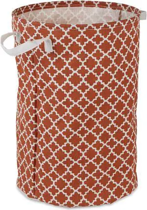 DII PE-Coated Cotton Polyester Laundry Hamper Lattice Cinnamon Round 13.5x13.5x20