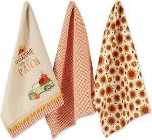 DII Assorted Pumpkin Patch Truck Dishtowel (Set of 3)