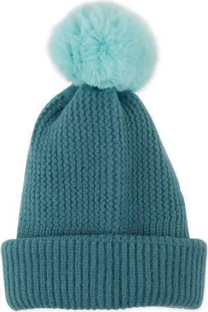 Hadley Wren Plush Knit Pom Pom Beanie, Teal