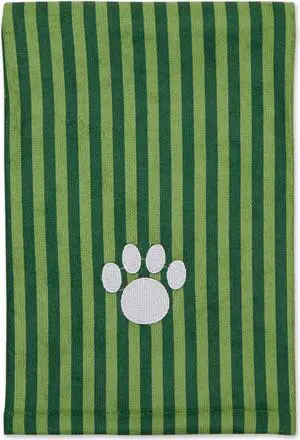 DII Hunter Green Stripe Embroidered Paw Pet Towel