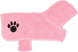 DII Pink Embroidered Paw Small Pet Robe
