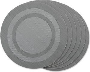 DII Gray Round PVC Doubleframe Placemat 6 Piece