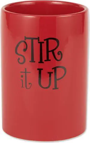 DII Red Stir It Up Ceramic Utensil Holder
