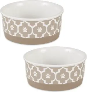 DII Pet Bowl Lattice Stone Small 4.25Dx2H (Set of 2)