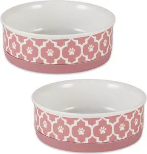 DII Pet Bowl Lattice Rose Medium 6Dx2H (Set of 2)