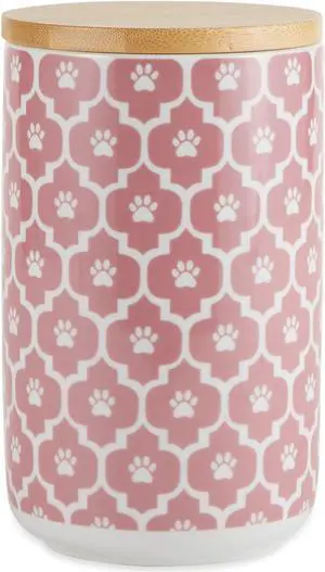 DII Rose Paw Lattice Print Ceramic Treat Canister