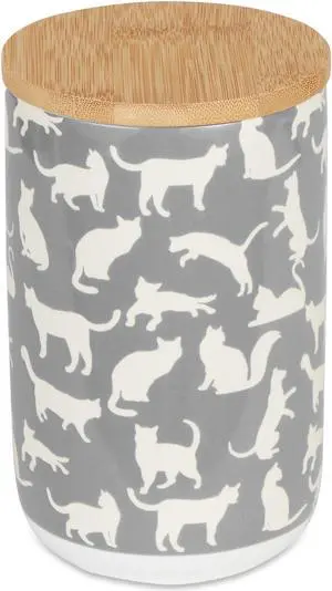 DII Cats Meow Ceramic Gray Treat Canister