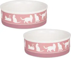 DII Pet Bowl Cats Meow Rose Medium 6Dx2H (Set of 2)
