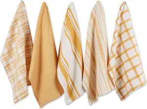 DII Asst Honey Gold Woven Dishtowels (Set of 5)