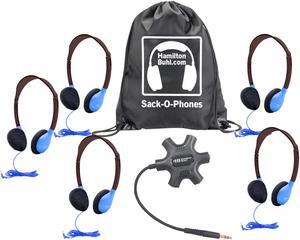Galaxy Sack-O-Phones - 5 - HA2 in Blue Headphones with 1 Star Fish Jackbox, JBPSF,  in carry bag