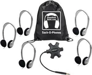 Galaxy Sack-O-Phones - 5 - HA2 Headphones with 1 Star Fish Jackbox, JBPSF,  in carry bag