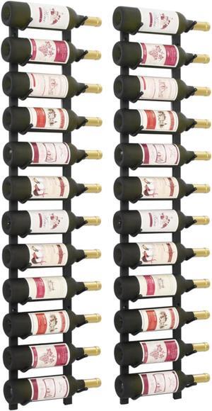 vidaXL Wall Mounted Wine Racks for 12 Bottles 2 pcs Black Iron