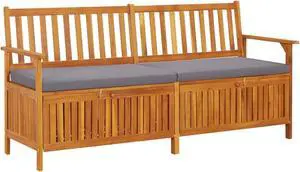 vidaXL Storage Bench with Cushion 66.9" Solid Wood Acacia vidaXL Storage Bench with Cushion 66.9" Solid Wood Acacia