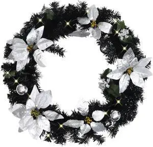 vidaXL Christmas Wreath with LED Lights Black 23.6" PVC