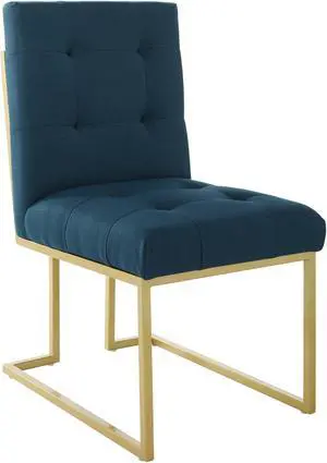Privy Gold Stainless Steel Upholstered Fabric Dining Accent Chair Gold Azure