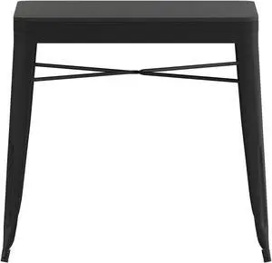 Helvey 31.5" Square Commercial Grade Indoor/Outdoor Black Steel Patio Dining Table for 4 with Black Poly Resin Slatted Top Helvey 31.5" Square Commercial Grade Indoor/Outdoor Black Steel Patio Dining Table for 4 with Black Poly Resin Slatted Top