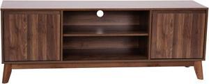 Hatfield Mid-Century Modern TV Stand in Walnut for up to 64 inch TV's - 60 Inch Media Center with Adjustable Center Shelf and Dual Soft Close Doors