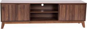 Hatfield Mid-Century Modern TV Stand in Walnut for 65+ Inch TV's - 70 Inch Media Center with Adjustable Center Shelf and Dual Soft Close Doors