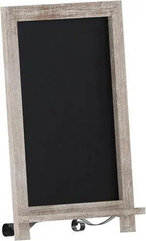 Canterbury 12" x 17" Weathered Tabletop Magnetic Chalkboard Sign with Metal Scrolled Legs, Hanging Wall Chalkboard, Countertop Memo Board