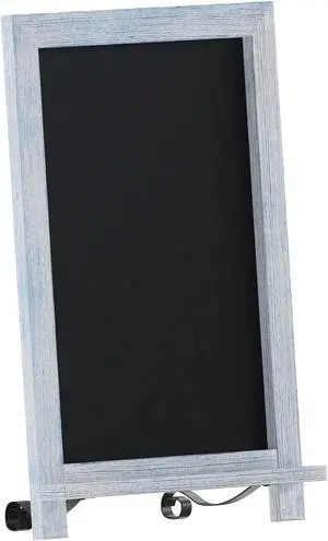 Canterbury 12" x 17" Rustic Blue Tabletop Magnetic Chalkboard Sign with Metal Scrolled Legs, Hanging Wall Chalkboard, Countertop Memo Board